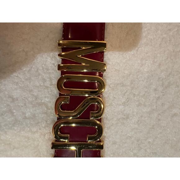 MOSCHINO Logo Calfskin Magenta Violet Belt main image 4